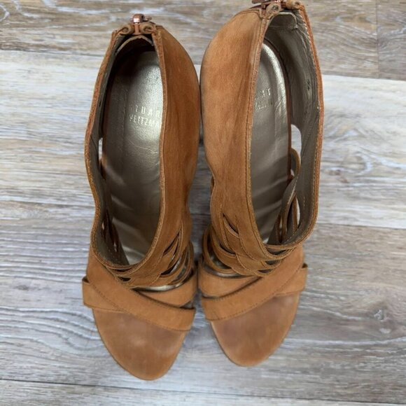 Stuart Weitzman Brown Leather Gladiator Booties Women's Size 9.5 - Picture 2 of 8